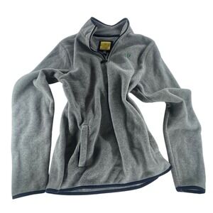 Prince & Fox Gray Fleece Quarter‎ Zip Pullover Small Green Logo Embroidery